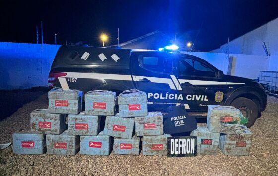 Polícia Civil apreende 458 kg de entorpecentes e cumpre buscas contra investigados por tráfico na fronteira de MT.