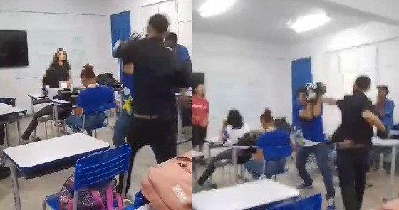 Estudantes de escola estadual em VG trocam socos com luva de box dentro da sala de aula