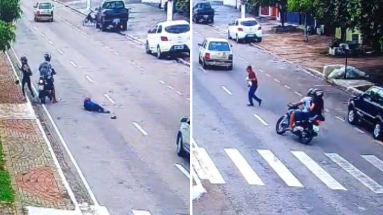 Homem é atropelado por motocicleta ao atravessar fora da faixa de pedestre.