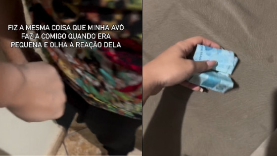 Neta dá dinheiro para avó
