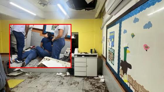 Professora despenca de uma sala para outra após piso ceder em escola particular  