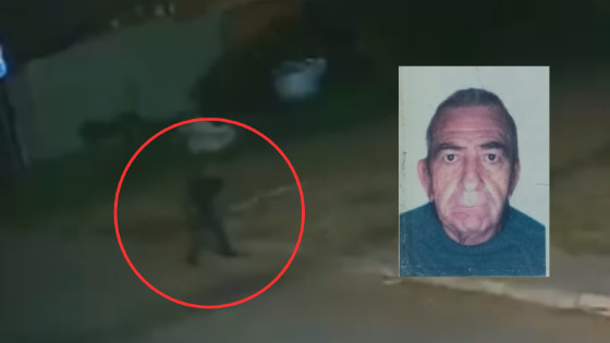 Imagens mostram momento que idoso cai sozinho dentro de buraco em Cuiabá.