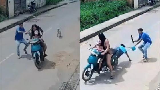 Homem é preso após derrubar Mulher e criança de motocicleta em movimento para cometer assalto
