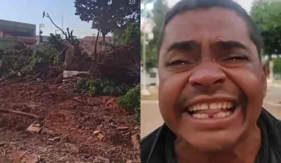 Prefeito corta árvores de praça e irrita moradores: “tira a gente, mas não tira as árvores”
