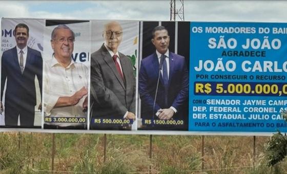 Magistrado apontou que elementos contidos no outdoor “demonstram o cunho eleitoral ao agradecer a João Carlos"