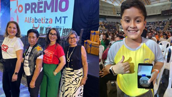 Quatro escolas, aluno e professora de Várzea Grande recebem prêmio “Alfabetiza MT”