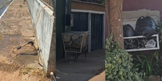 Moradora denuncia furto de água e reclama de falta de coleta de lixo em rua de VG