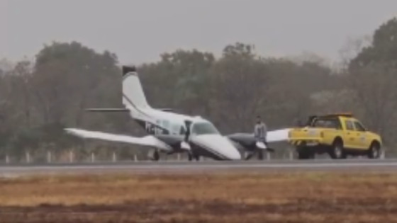 Aeronave de deputado faz pouso forçado e pista do aeroporto precisa ser interditada.