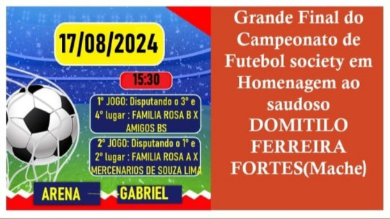 Bonsucesso será palco da grande final de Campeonato de Futebol Society.