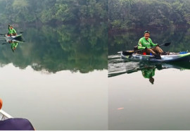 Vídeo retrata encontro entre indígenas e homem que vai remar de MT até o mar