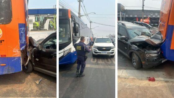 Carro colide contra traseira de ônibus na avenida da Feb em VG 