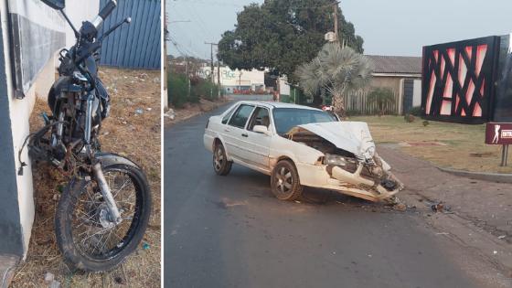 Acidente entre carro e moto deixa feridos na madrugada em VG.