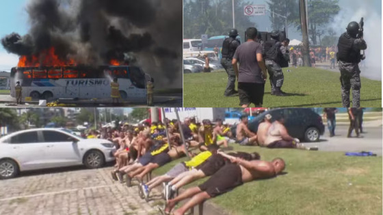 Torcida do Peñarol causa caos no Rio: 200 Detidos após veículos incendiados e comércio saqueado