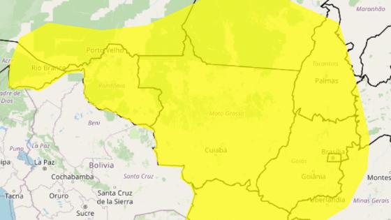 Inmet emite alerta de chuvas intensas e ventos fortes para MT neste fim de semana.