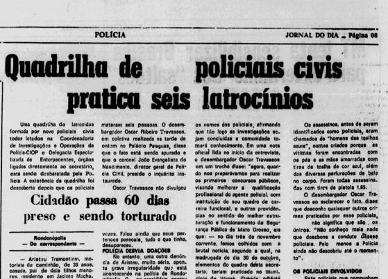 Trecho do Jornal O Dia de 13 de Novembro de 1984