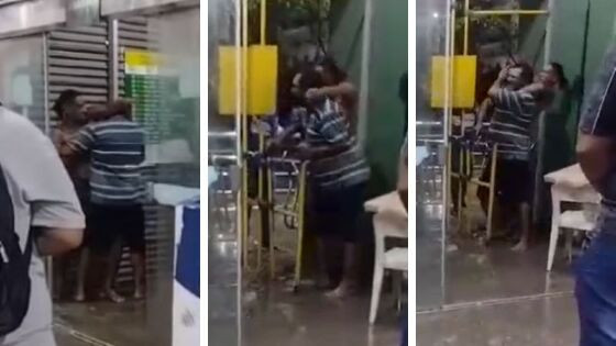 Populares registram homens trocando soco em estação de ônibus de Cuiabá 