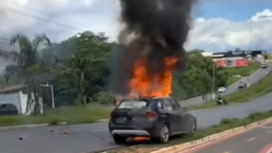  BMW pega fogo após pane nesta sexta-feira em Várzea Grande