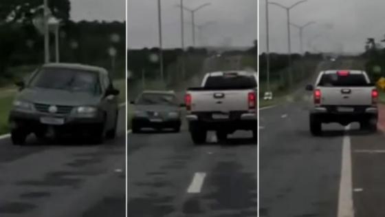 Motorista flagra momento que veículo perde controle e quase causa acidente na MT-251.