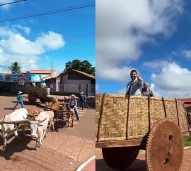 Prefeito eleito no interior de MT chega para posse em carro de boi