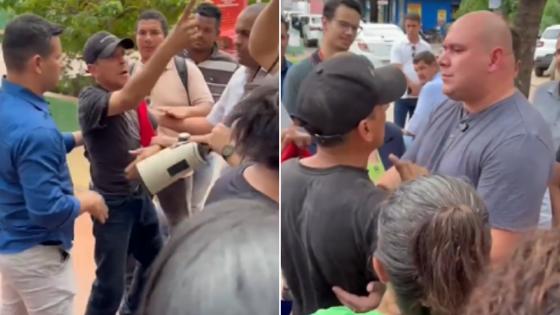 Homem em situação de rua interrompe prefeito de Cuiabá e pede marmita.