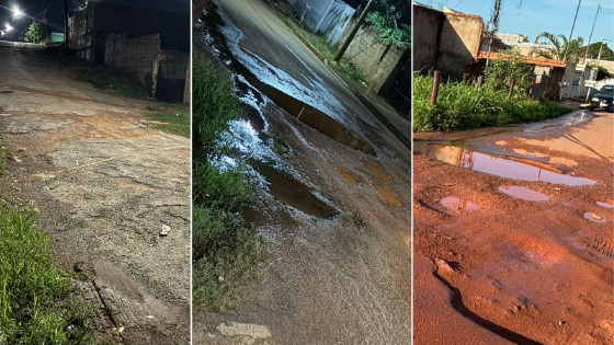 Enquanto água é desperdiçada em um bairro, outro sofre com escassez há duas semanas em VG.