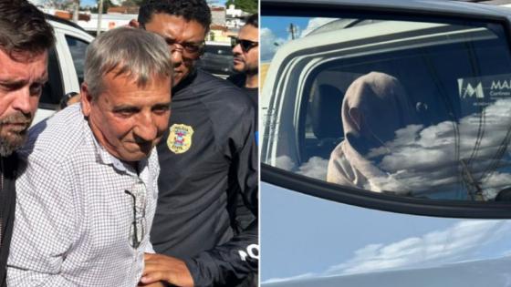 Casal suspeito de mandar matar advogado chegam à delegacia de Cuiabá.