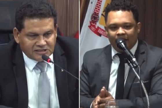 Presidente da Câmara, Wanderley Cerqueira (à esquerda), e Caio Cordeiro (à direita)