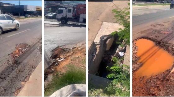 Buracos, crateras, bueiro sem tampa e calçada acidentada; essa é a atual situação de uma das principais avenidas de Várzea Grande