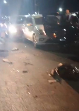 Engavetamento com 8 carros é registrado na BR-163