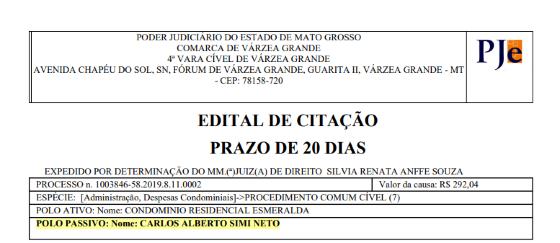 citaçao; pje