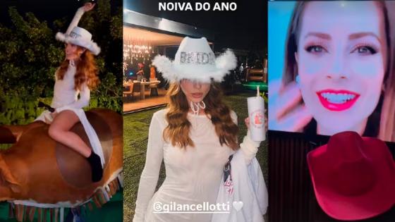 Despedida de solteira de Giovanna Lancellotti tem rodeio rosa e surpresa de Sandy