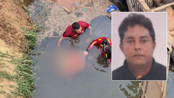 Motorista é encontrado morto após carreta cair em rio.