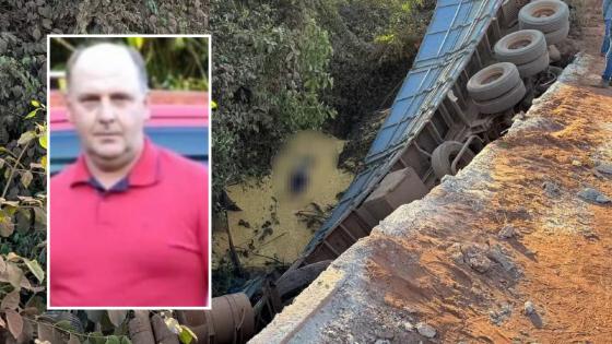 Motorista morre após caminhão tombar de ponte.