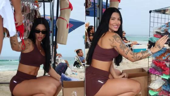 Namorada de Belo, Rayane vende biquínis na praia: 'Não tenho vergonha de trabalho'.