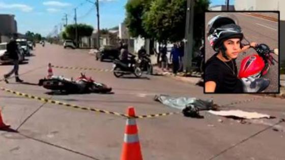 Motociclista é atropelado e tem cabeça esmagada por caminhão.