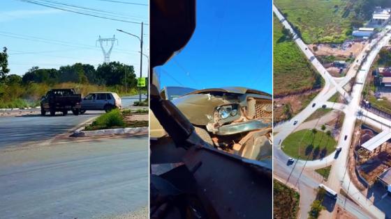 Vice-prefeita flagra acidente em rotatória do Pedra 90.