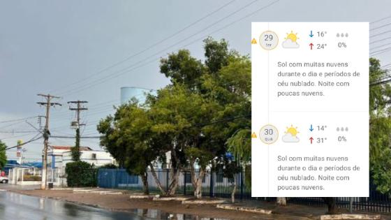 VG terá mínimas de 14°C e máximas de até 39°C nesta semana.