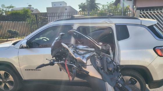 Motociclista fica ferido após colisão com Jeep em VG.