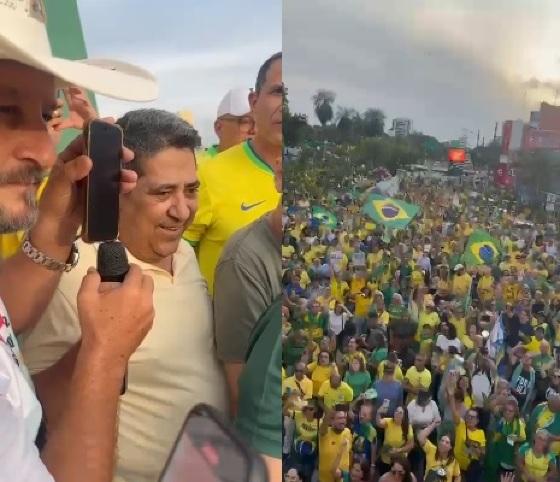 Mesmo proibido, Bolsonaro fala em ato por telefone em Cuiabá