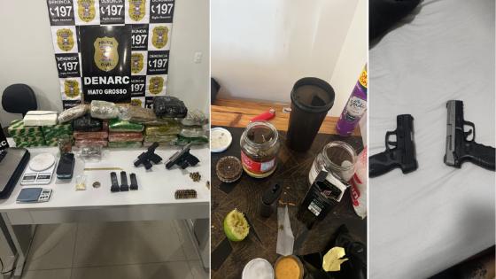 Quadrilha é presa com drogas e armas em apartamento de Cuiabá.