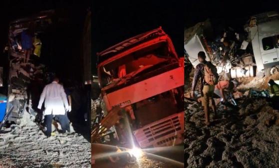Ônibus e carreta se chocam na BR-163, deixando 11 vítimas fatais