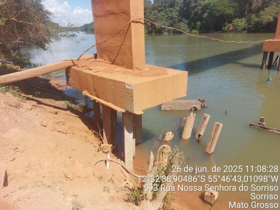 Sinfra alerta para risco de queda de ponte na MT-560 